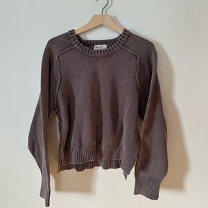 Free People Chocolate Brown Crew Neck Sweater